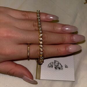 Moissanite 3mm Bezel Tennis Bracelet Light Gold Waterproof